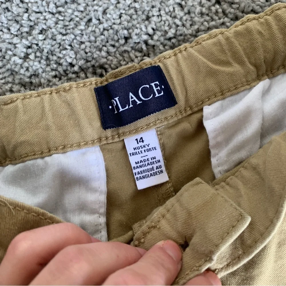 Children's Place Boys Uniform Stretch Chino Shorts Flax Color Size 14 Husky